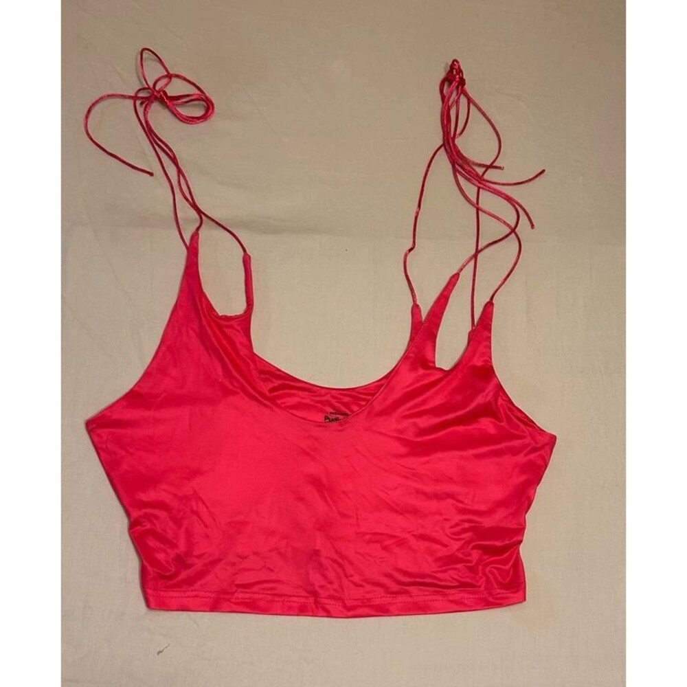 Pudigloy red polyester & elastane crop top Tie spaghetti straps in XL new